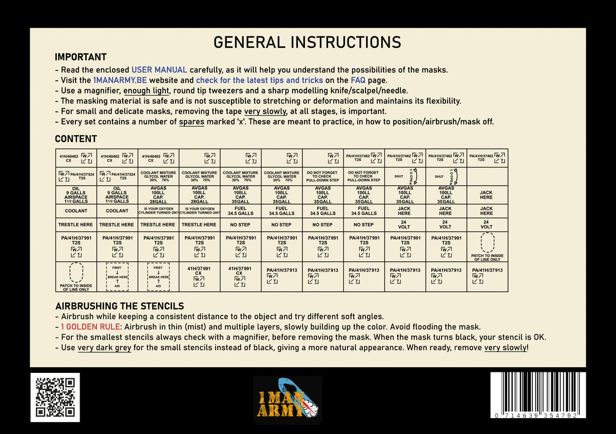 1ManArmy 48GEN301 1:48 Hawker Hurricane Mk.I/Mk.IIB/Mk.IIC Data Stencils Generic Set