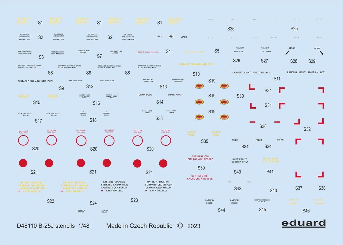 Eduard D48110 1:48 North-American B-25J stencils