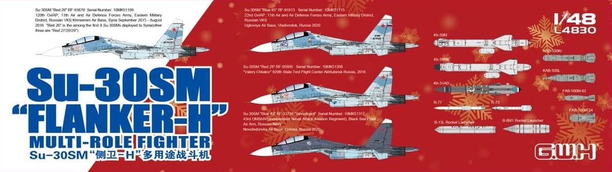 Great Wall Hobby L4830 1:48 Sukhoi Su-30M 'Flanker H' Multirole Fighter Russian Air Force
