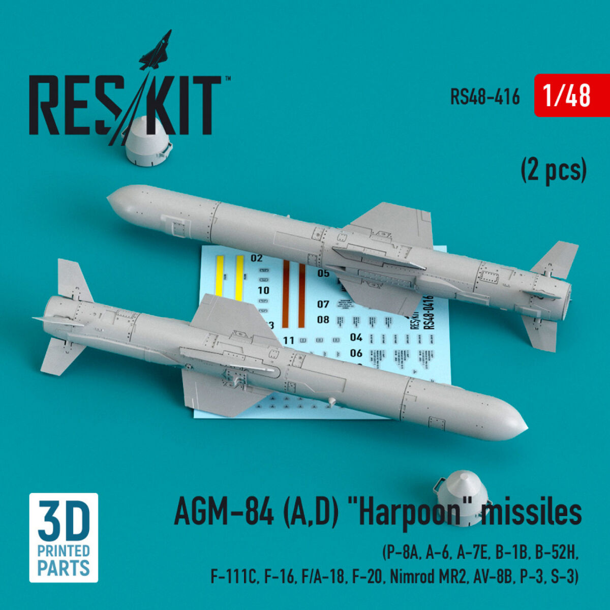 ResKit RS48-0416 1:48 AGM-84 (A,D) Harpoon missiles (2 pcs)