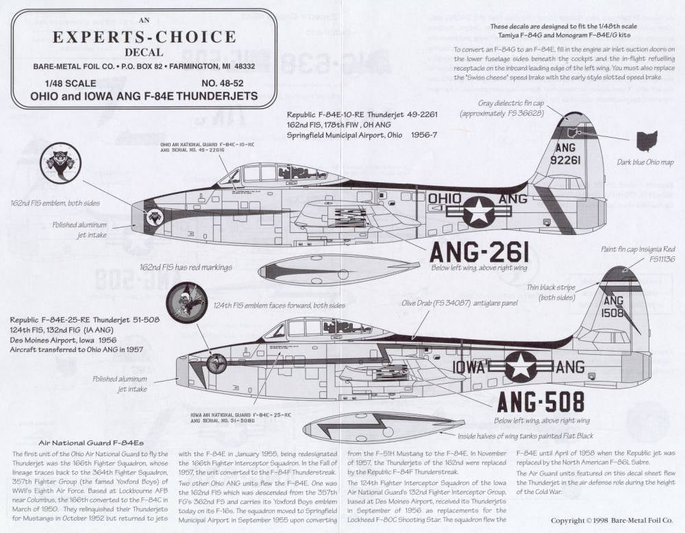 Experts Choice 4852 1:48 Republic F-84E Air National Guard