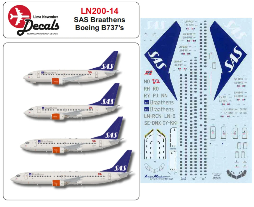 Lima November LN200-14 1:200 SAS Braathens Boeing 737's