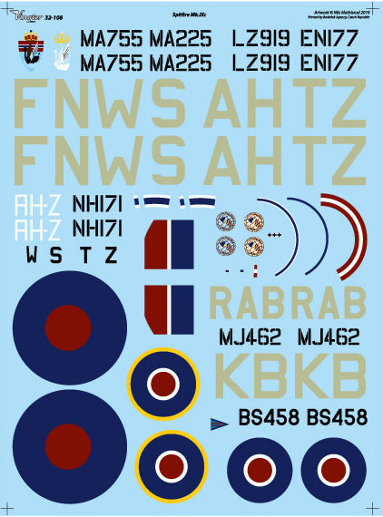 Vingtor Decals 32-108 1:32 Supermarine Spitfire Mk.IXc North Weald 132 Wing RAF