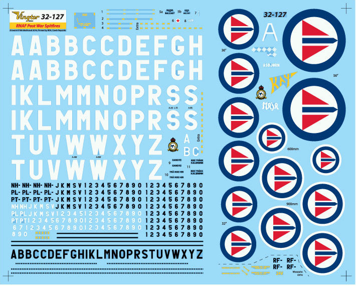Vingtor Decals 32-127 1:32 Supermarine Supermarine LF Mk.IXe & PR Mk.XI - RNAF 1946-51