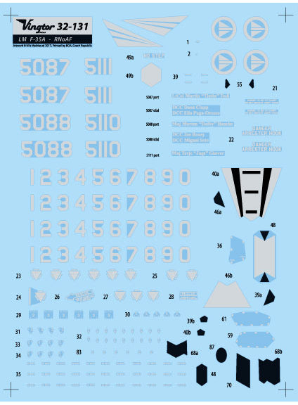 Vingtor Decals 32-131 1:32 Lockheed-Martin F-35A Lightning II - RNoAF