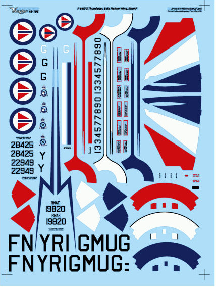 Vingtor Decals 48-105 1:48 Republic F-84E/F-84G Thunderjet