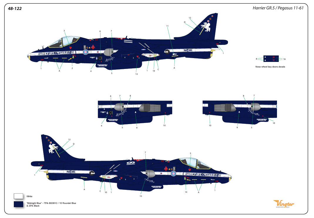 Vingtor Decals 48-122 1:48 BAe Harrier - Test & demonstration aircraft #4