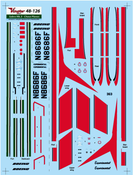 Vingtor Decals 48-126 1:48 Canadair Sabre Mk.5 - Boeing Chase Planes