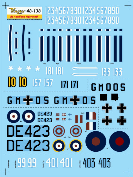 Vingtor Decals 48-138 1:48 Norwegian de Havilland DH.82a Tiger Moth