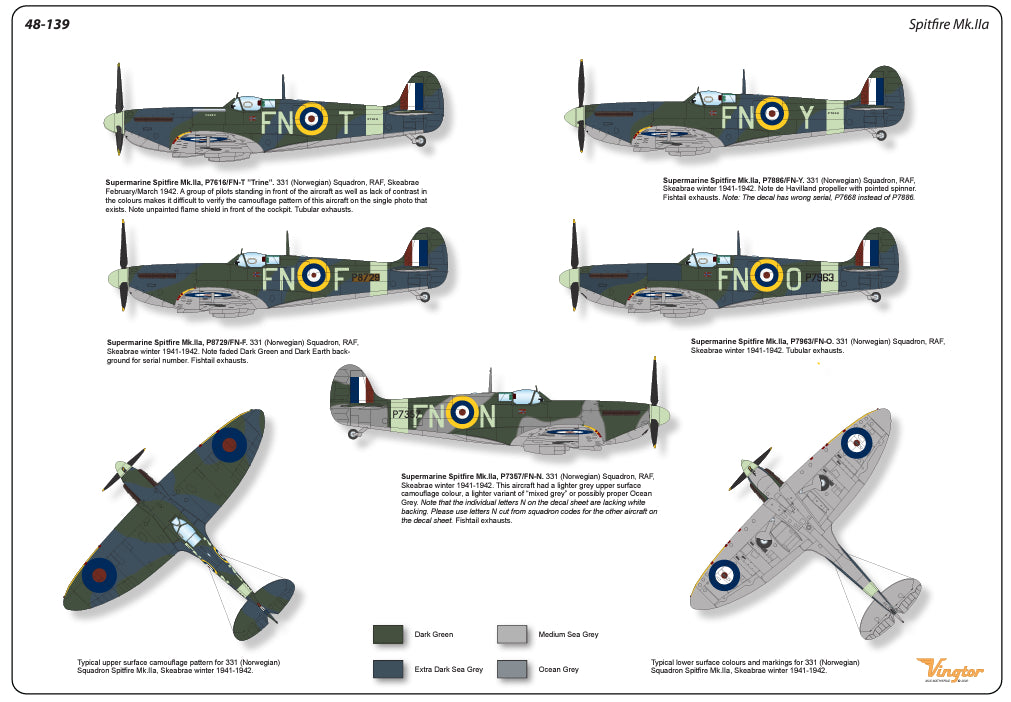 Vingtor Decals 48-139 1:48 Supermarine Spitfire Mk.IIa - 331 (Norwegian) Sqn. RAF
