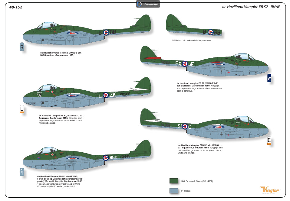 Vingtor Decals 48-152 1:48 de Havilland Vampire FB.52 - RNAF