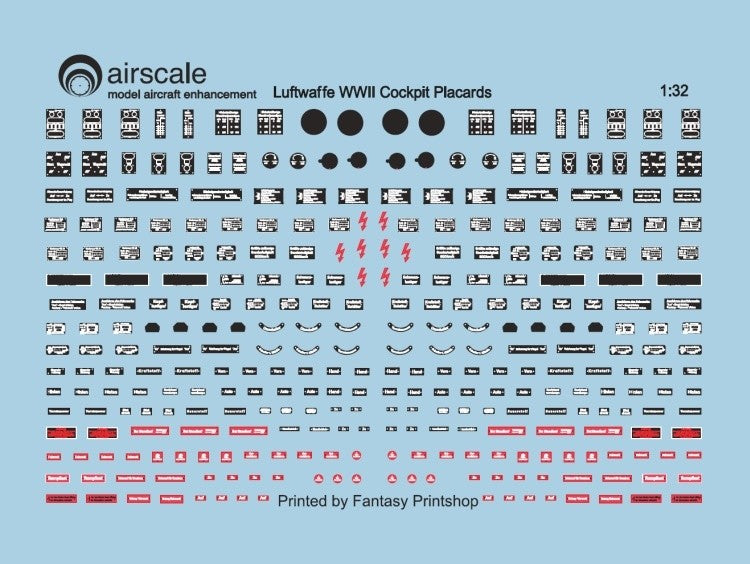 Airscale AS32SCH 1:32 WWII Luftwaffe/German Cockpit Placards