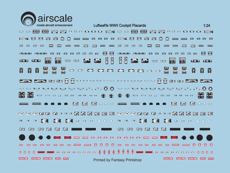 Airscale AS24SCH 1:24 WWII Luftwaffe/German Cockpit Placards