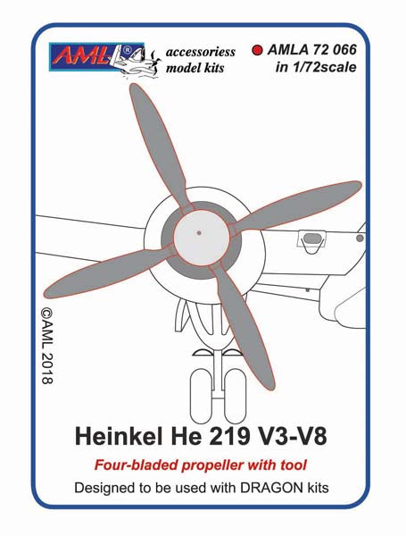 AML A72066 1:72 Heinkel He-219V3-V8 (Four bladed propeller with tool)