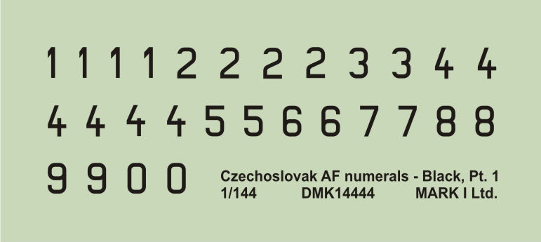 Mark I Decals DMK14444 1:144 CzAF numerals Black, Pt.1, 2 sets