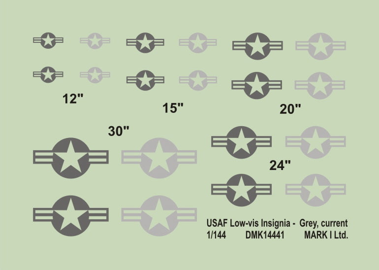 Mark I Decals DMK14441 1:144 USAF Low-vis Insignia, current, 2 sets