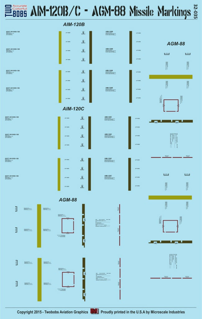 Two Bobs 32035 1:32 AIM-120/AGM-88 Missile Markings