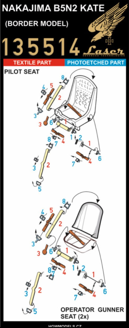 HGW HGW135514 1:35 NAKAJIMA B5N-2 KATE - SEATBELTS