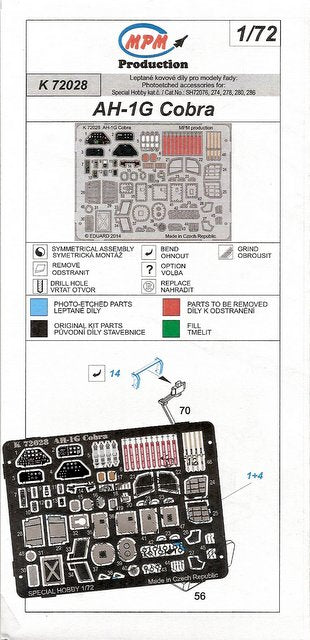 MPM K72028 1:72 Bell AH-1G Cobra colour photo-etched parts