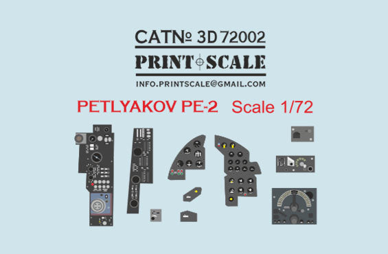 Print Scale 3D72-02 1:72 Instrumental panel Petlyakov Pe-2