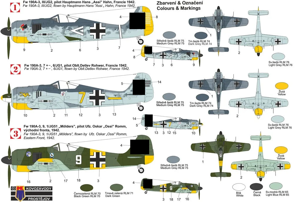 Kovozavody Prostejov 72491 1:72 Focke-Wulf Fw-190A-3 'Aces' new mould
