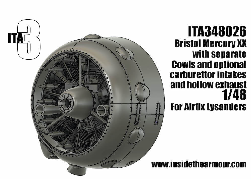 Inside the Armour ITA348026 1:48 Bristol Mercury XX engine with separate cowls and optional carburettor intakes