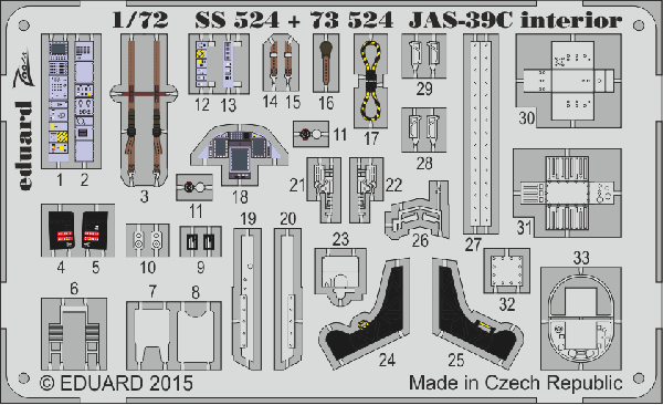 Eduard SS524 1:72 Saab JAS-39C Gripen interior (self adhesive)