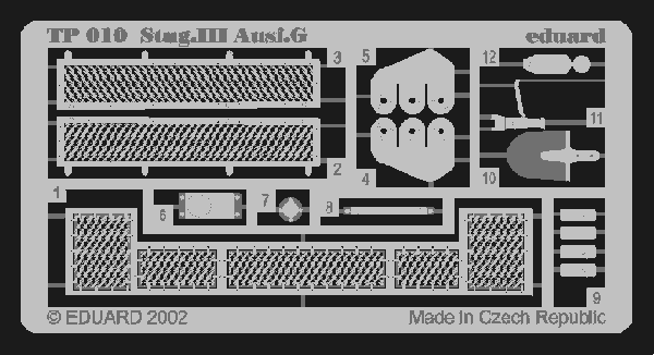 Eduard TP010 1:35 Sturmgeschutz/StuG.III Ausf.G grilles for Tamiya