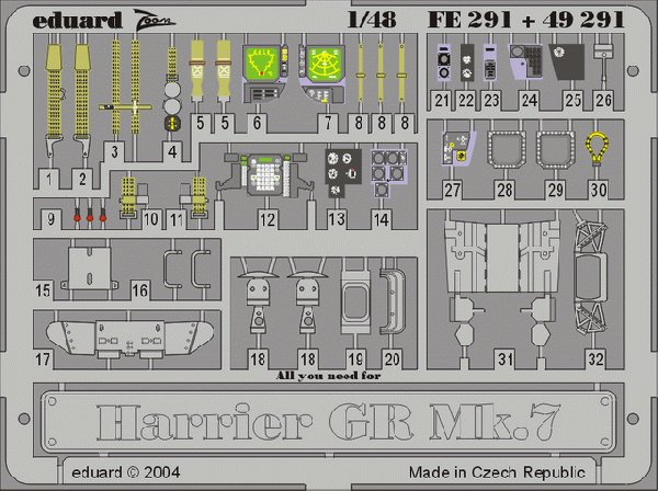 Eduard FE291 1:48 BAe Harrier GR.7 to be used with Hasegawa
