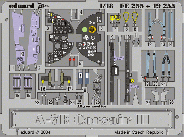 Eduard FE255 1:48 A-7E Corsair II to be used with Hasegawa