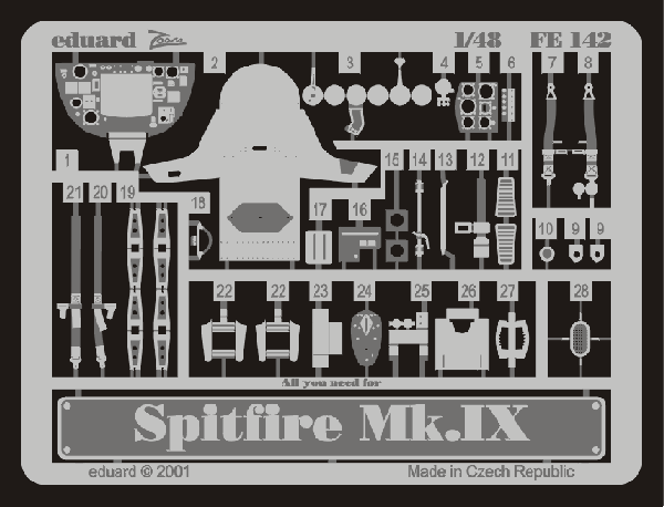 Eduard FE142 1:48 Spitfire Mk.IXC/Mk.IXE to be used with ICM