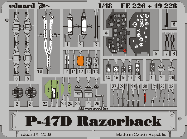 Eduard FE226 1:48 P-47D Thunderbolt 'Razorback' to be used with Hasegawa