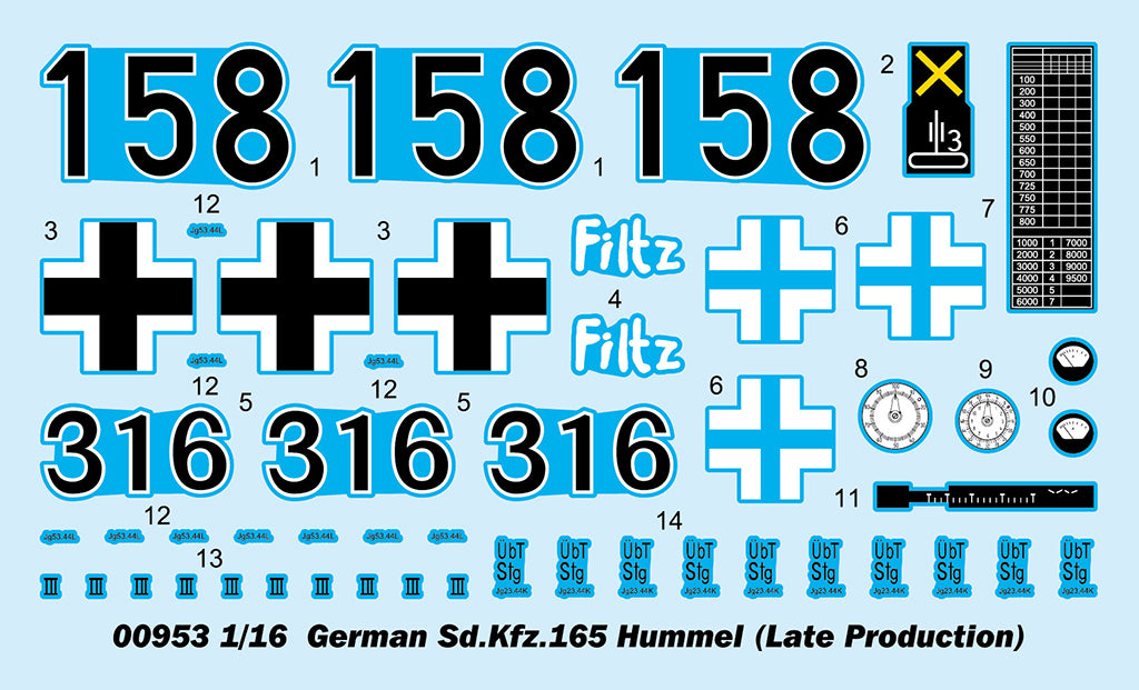 Trumpeter 00953 1:16 German Army Sd.Kfz.165 Hummel Self-Propelled Howitzer Late Production