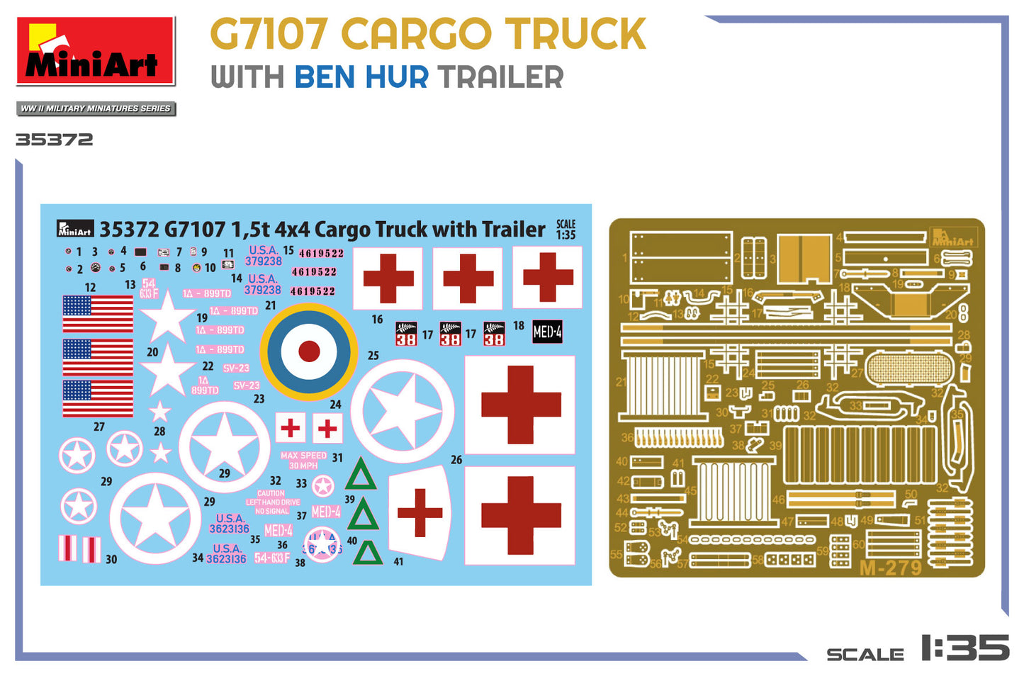 MiniArt 35372 1:35 G7107 1.5T 4x4 Cargo Truck & Trailer