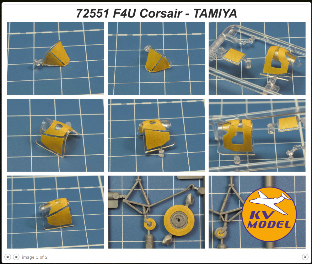 KV Models KV72551 1:72 Vought F4U-1A/F4U-1D Corsair wheels and canopy frame paint mask
