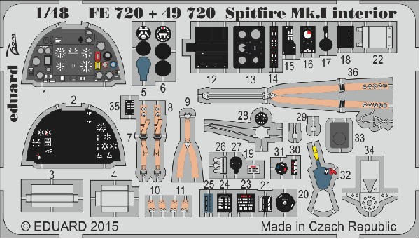 Eduard FE720 1:48 Supermarine Spitfire Mk.I interior S.A.