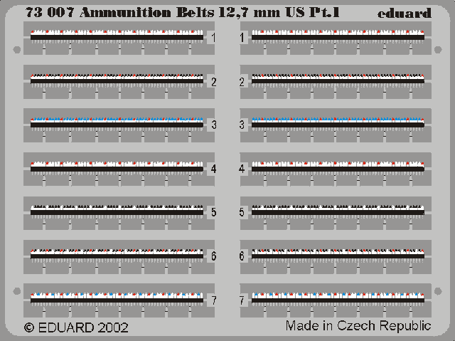 Eduard 73007 1:72 Ammunition belts 12,7mm USAF PRE-PAINTED IN COLOUR