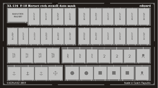Eduard XL516 1:32 McDonnell-Douglas F/A-18C F/A-18D Hornet etched stencil data paint mask