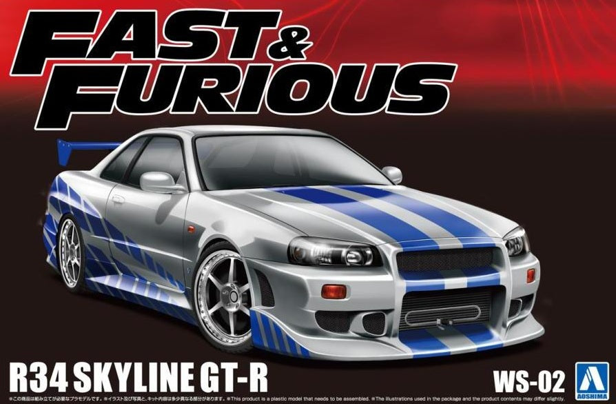 Aoshima 06795 1:24 Fast & Furious R34 SKYLINE GT-R MOVIE MECHA #WS-02