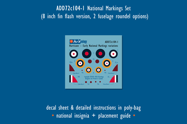 Aviaeology ADD72C104-1 1:72 Hawker Hurricane National Markings – early variation 1