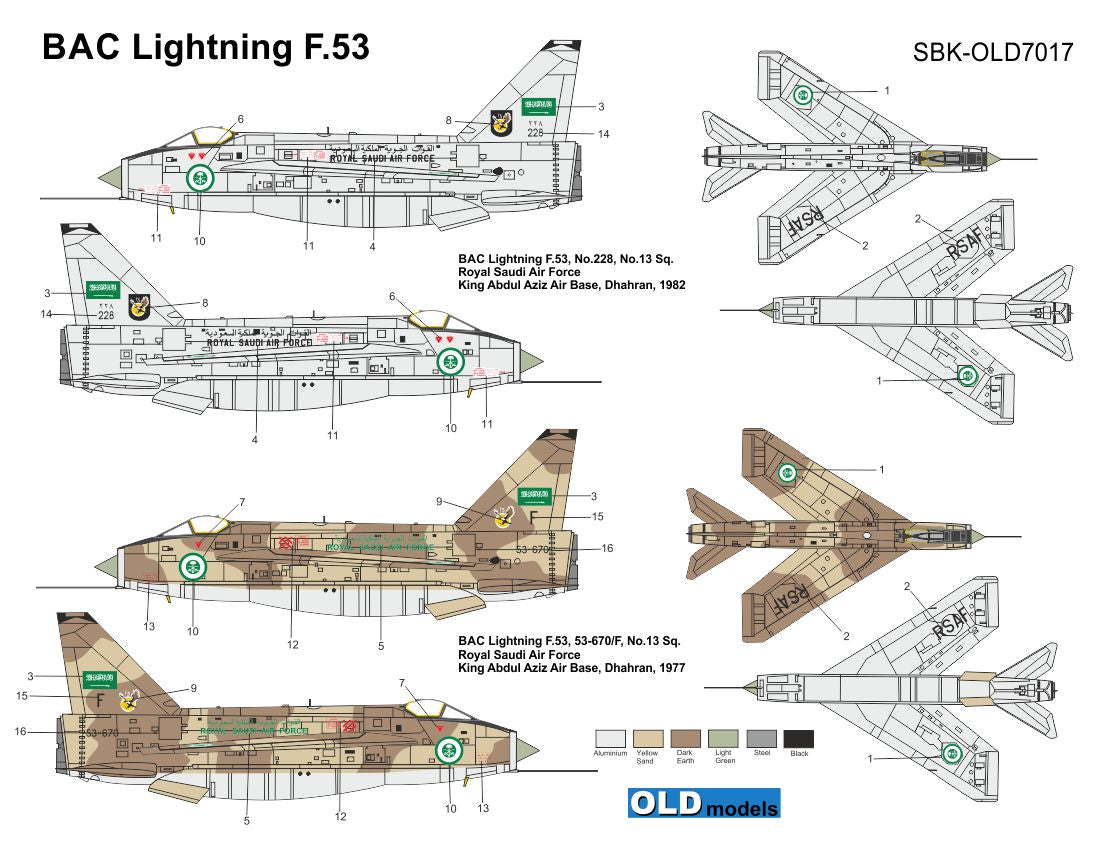 Sabre Kits OLD7017 1:72 BAC Lightning F.53 (Royal Saudi AF) ex-Frog/Novo, new decals