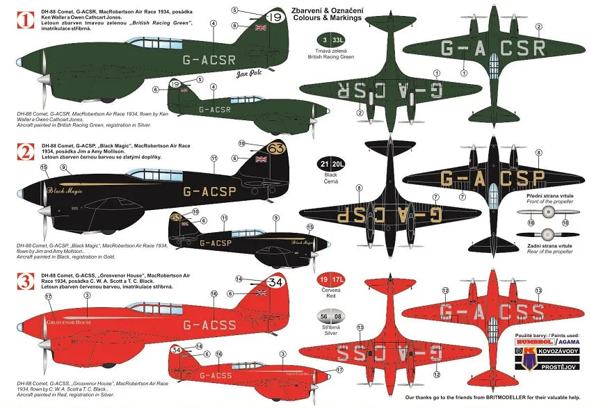 Kovozavody Prostejov KPM72099 1:72 de Havilland DH-88 Comet 'Racer'