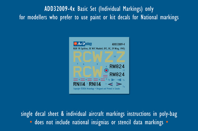 Aviaeology ADD32009-4X 1:32 Supermarine Spitfire FR Mk.XIVE (high back) RM824 and RN114 as RC•W,