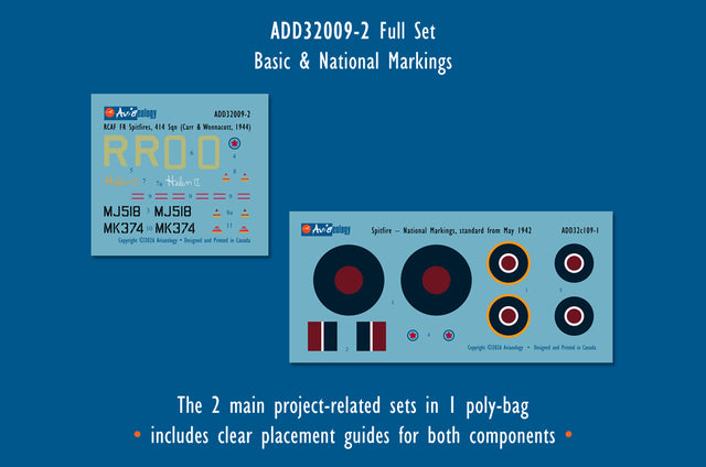 Aviaeology ADD32009-2 1:32 Supermarine Spitfire FR Mk.IXCs MJ518 & MK374 of 414 Squadron, 39 Wing, RCAF (Full Set)