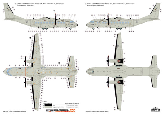 Answer 72034 1:72 CASA C295M 'Mexican Navy and Army' 3 schemes