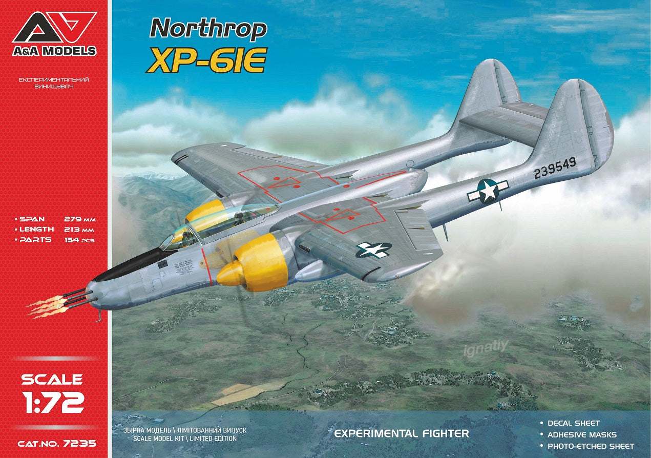 A & A Models 7235 1:72 Northrop XP-61E experiments fighter