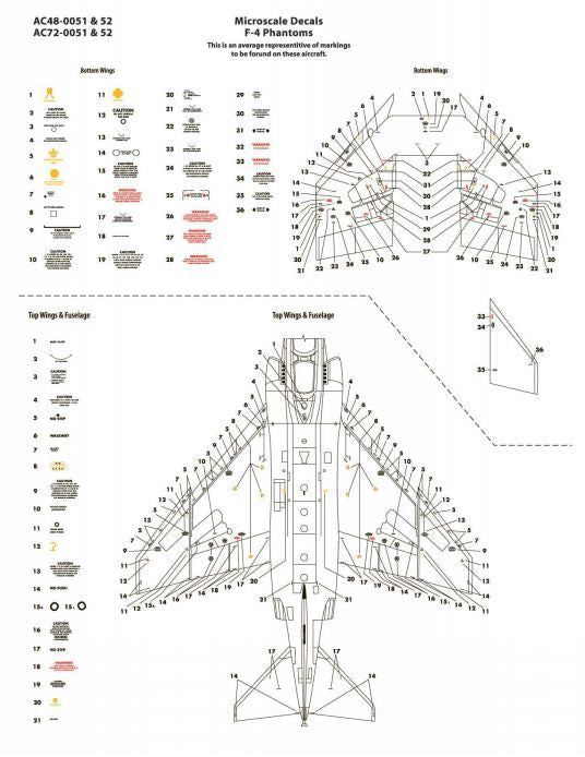Microscale AC480052 1:48 McDonnell F-4 Phantom II Assorted Versions - Common Data - Camouflage aircraft