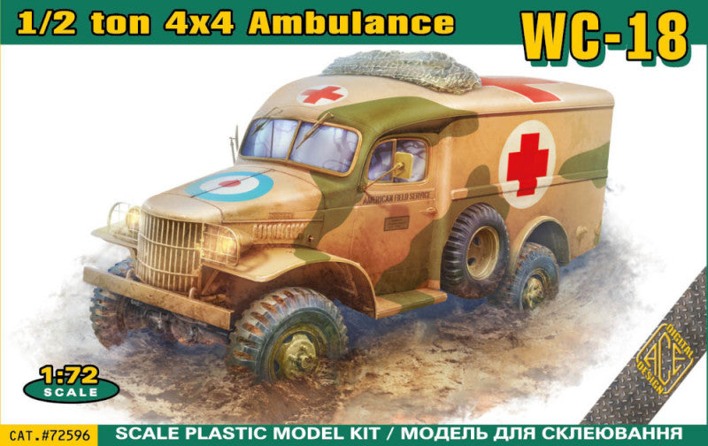 Ace 72596 1:72 WC-18 1/2 ton 4x4 Ambulance truck