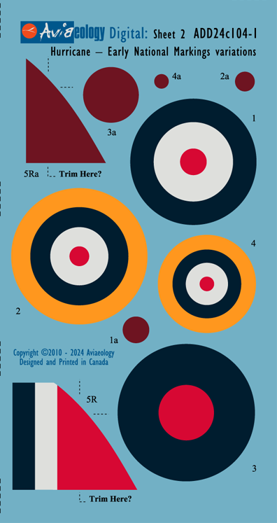 Aviaeology ADD24C104-1 1:24 Hawker Hurricane National Markings – early variation 1