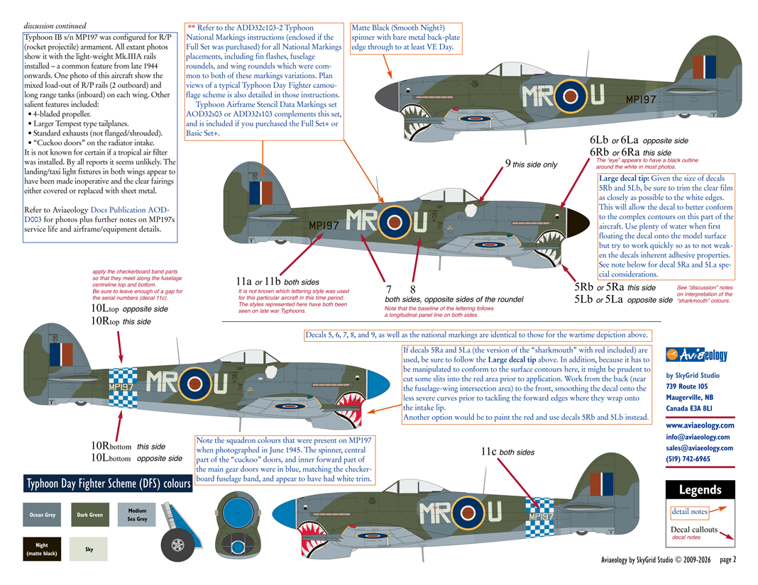 Aviaeology ADD32003M 1:32 Sharkmouth Hawker Typhoon – Special Edition (Full Set)